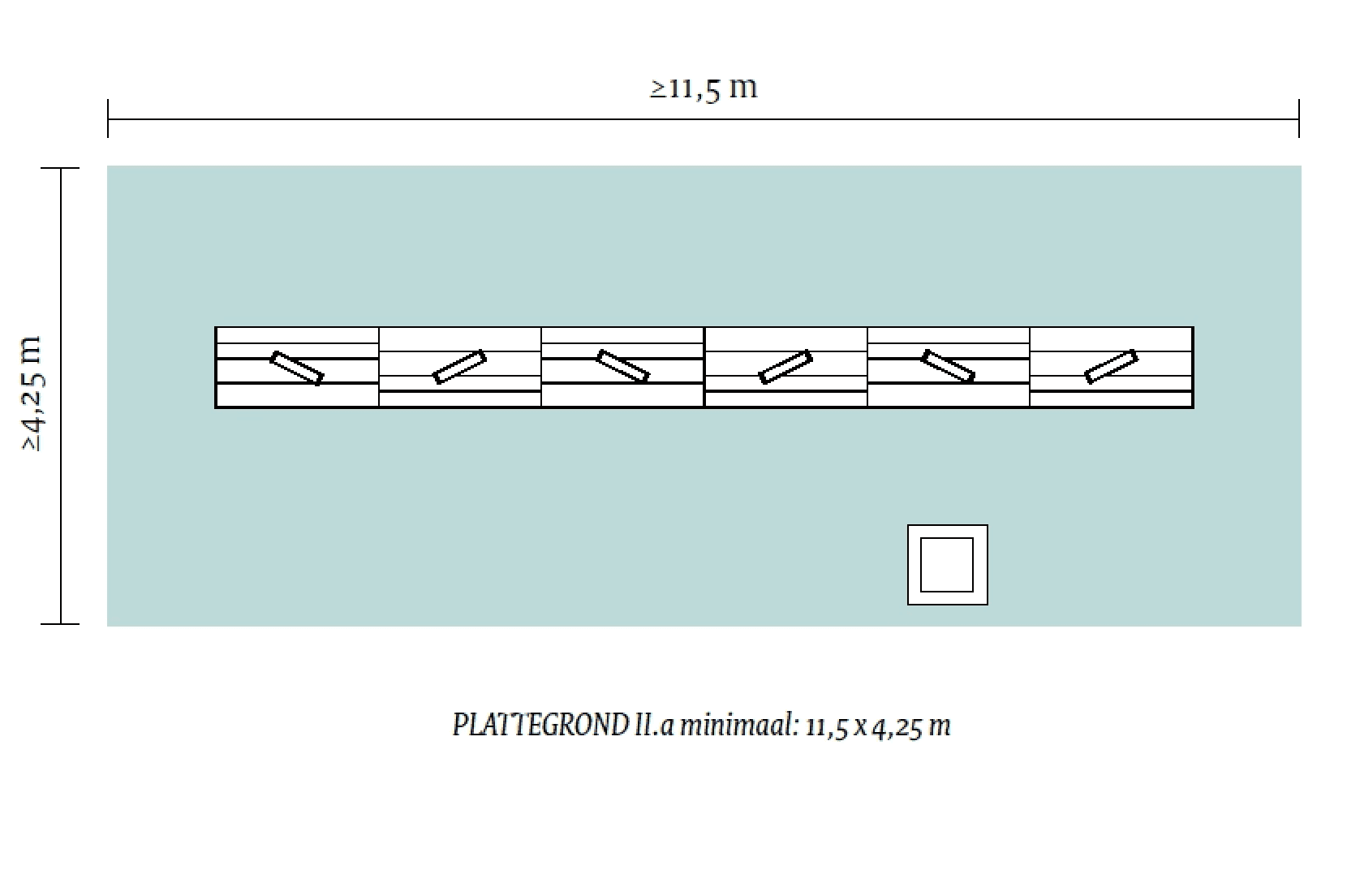 plattegrond expositie versie II a - minimaal benodigde ruimte: 11,5 x 4,25 m